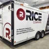Local contractor trailer with professional fleet graphics Fargo ND