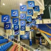 Branded corner installation at the Fargodome featuring custom environmental graphics and immersive wall wraps that create a dedicated sponsor activation space